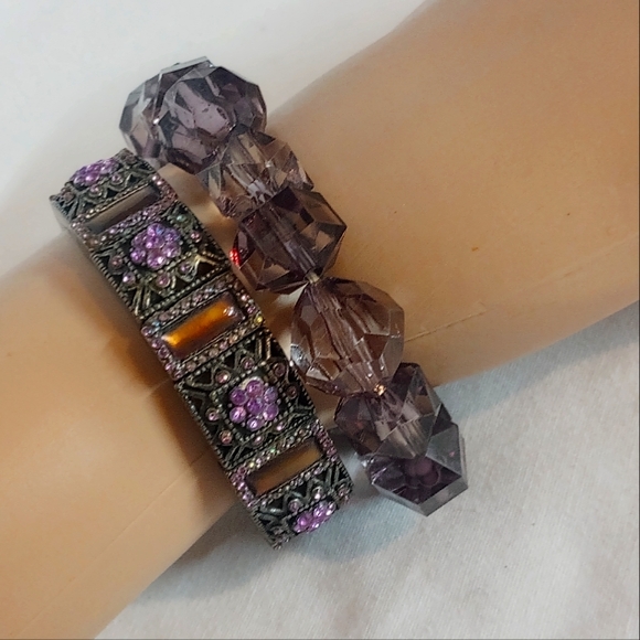 Purple Tigers Eye Bracelet Duo - Picture 2 of 3